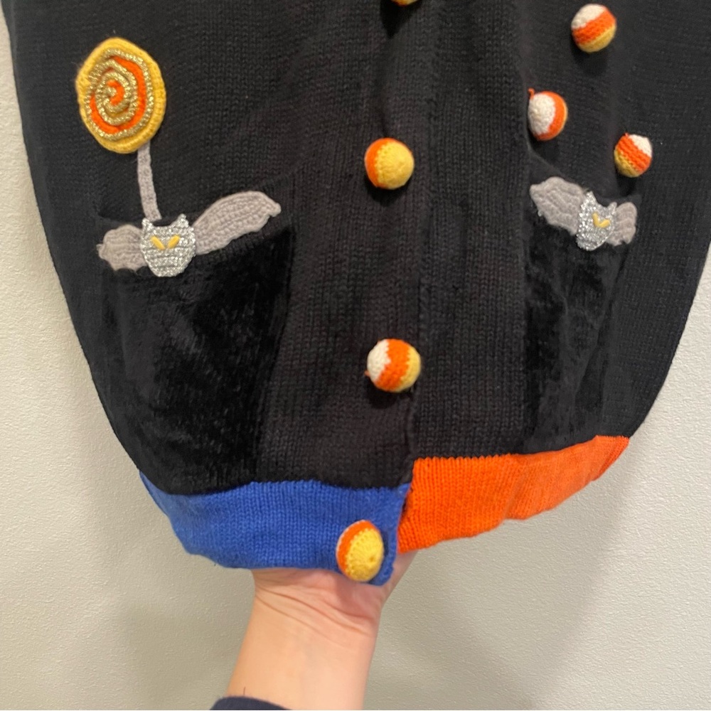 berek Black Sweater Vest with Orange and Blue Accents - Picture 6 of 10